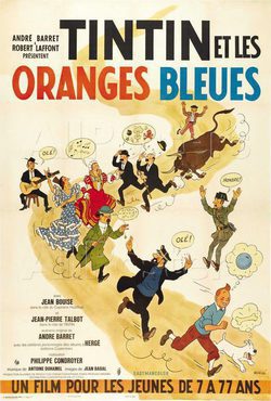 Cartel de Tintín y el misterio de las naranjas azules