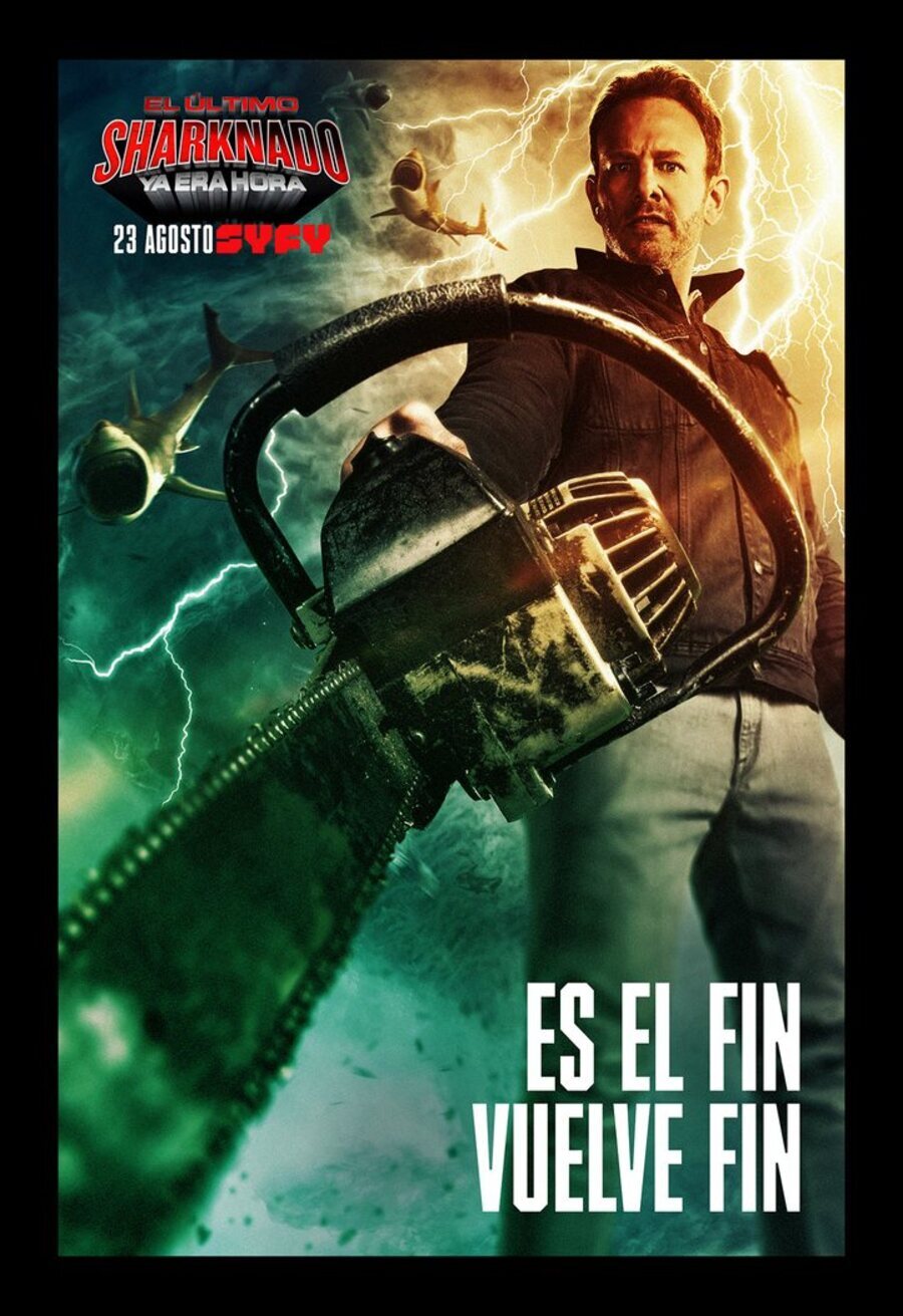 Cartel de The Last Sharknado: It's About Time - Póster Fin Shepard