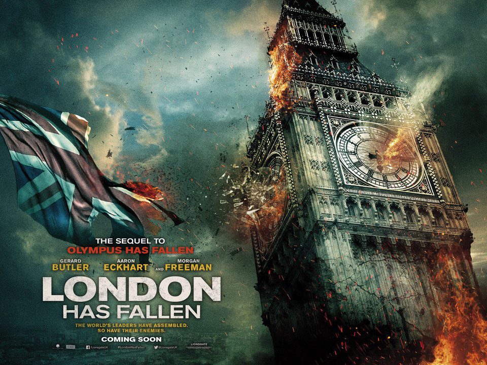 Cartel de Londres bajo fuego - 'London Has Fallen' poster horizontal