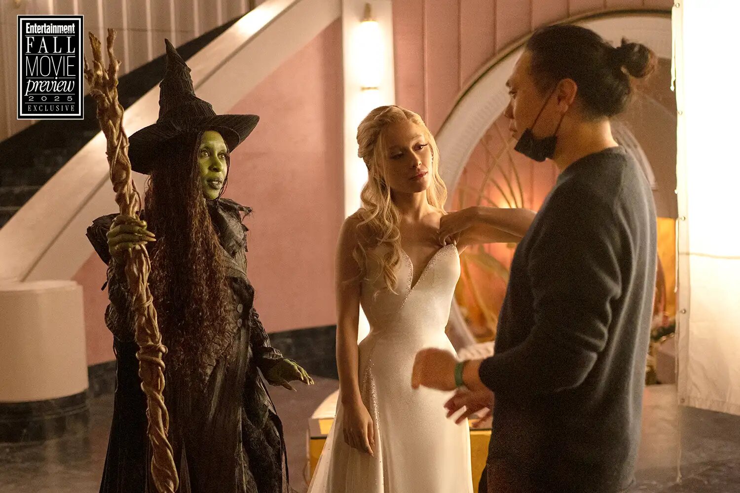 Cynthia Erivo, Ariana Grande y Jon M. Chu